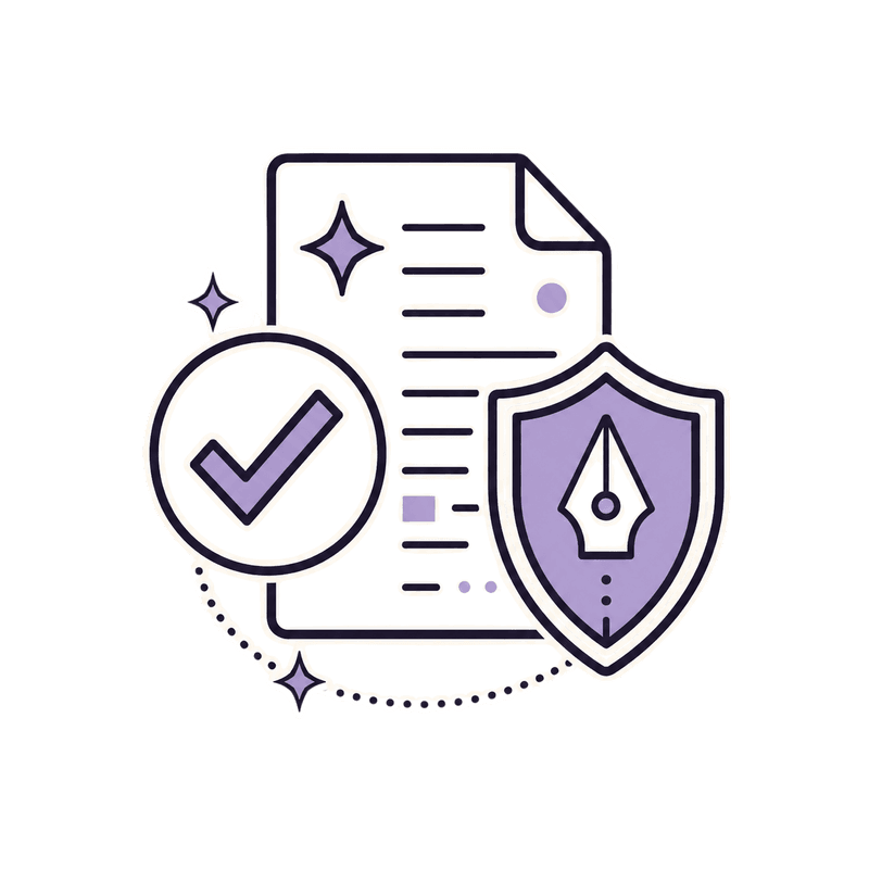 Icon representing publishing standards and editorial ethics.